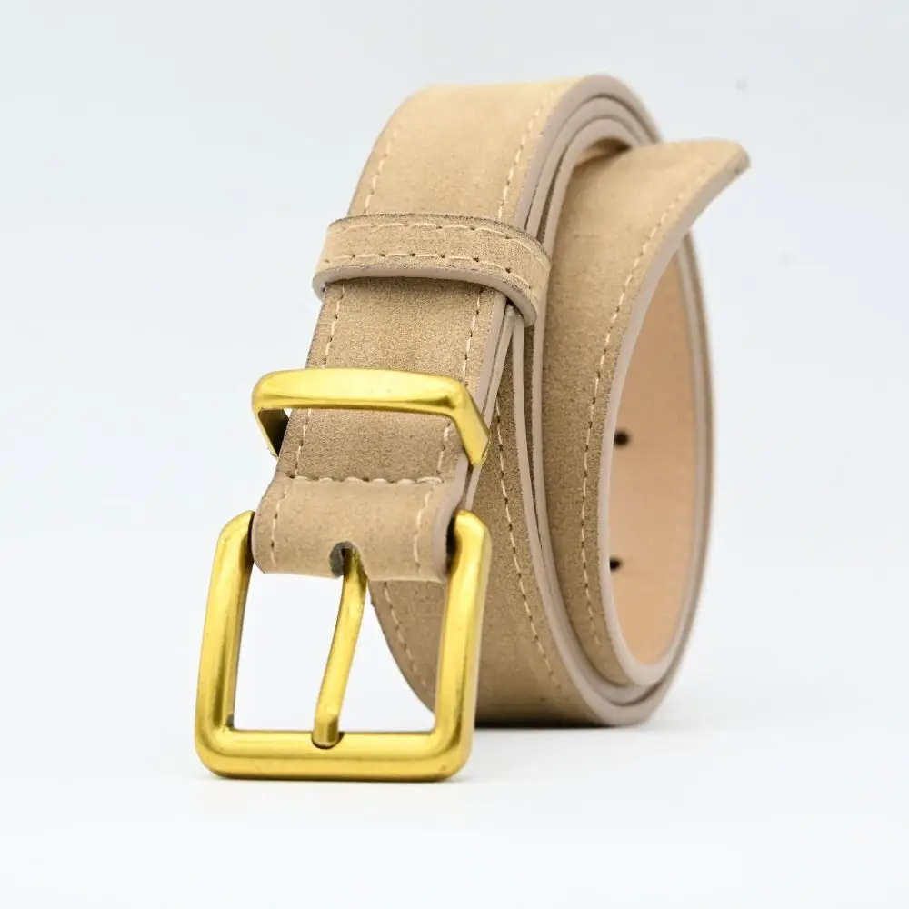 Ceinture en cuir suédé avec boucle ardillon rétro, Design de luxe, ceinture de taille polyvalente pour femmes, décoration pour jeans
