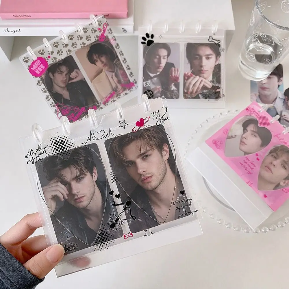 Fashion PET Desktop Calendar Album Cartoon 3 Inch Kpop Photocard Holder Transparent Card Holder for Student Girls