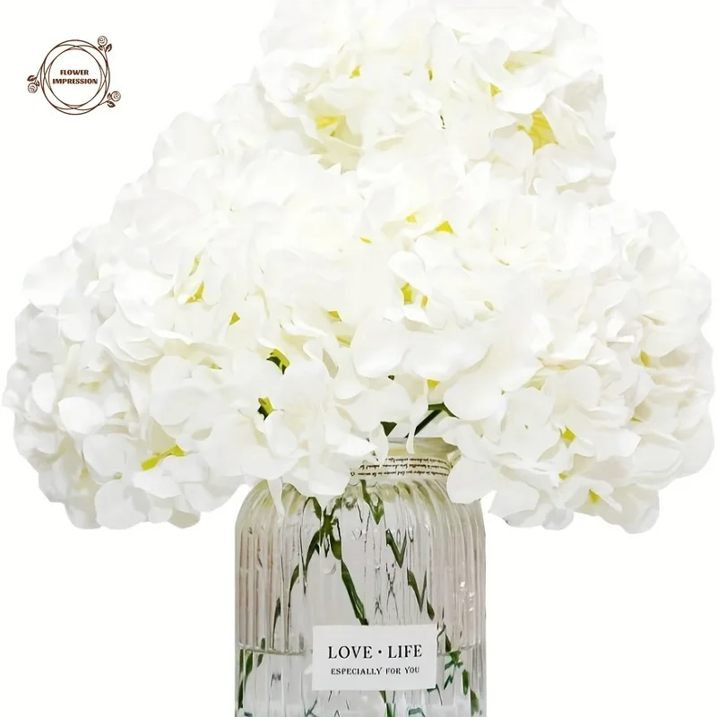 

6pcs White Artificial Hydrangea Flowers with Stems Realistic Polyester Fake Flowers for DIY Wedding Centerpieces Party Decor