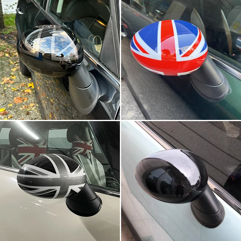 2Pcs/Set The Black Flag Rear View Mirror Covers Sticker For Mini Cooper S Clubman R55 R56 R57 R58 R59 R61 Paceman R60 Countryman