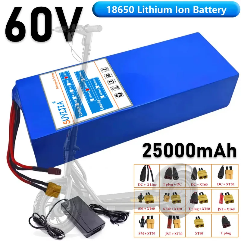 Batterie Ion Rechargeable Pour Moto Et Scooter, Haute Puissance Avec BMS, 60V, 16S5P, 20Ah, 18650, 2000W