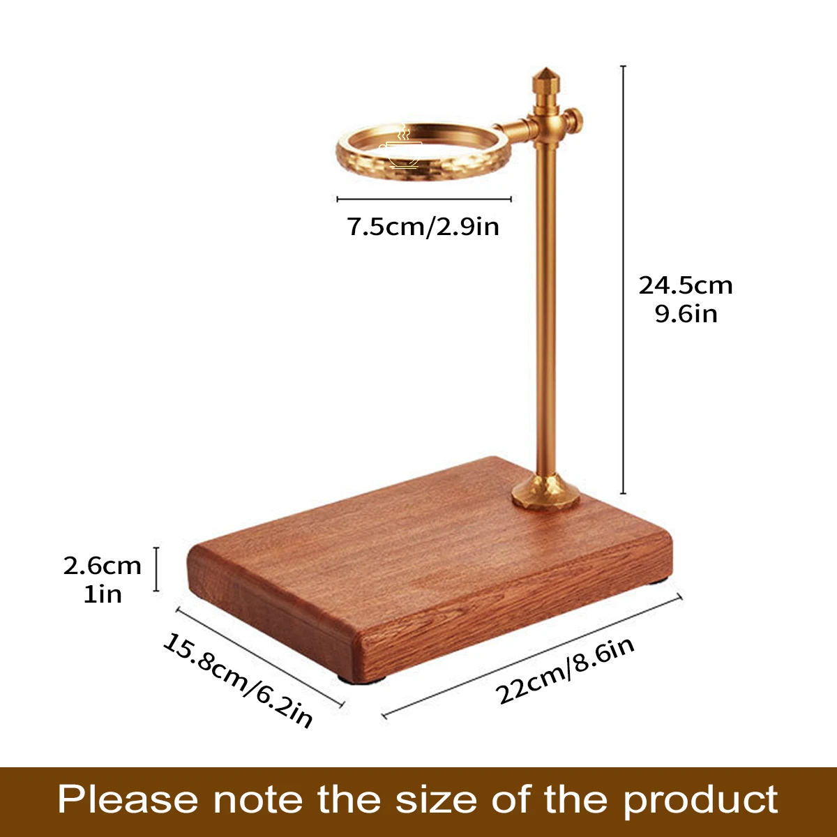 Pour Over Coffee Maker Stand With Vintage Wooden Base, Adjustable Height Rack Dripper Filter Cup Holder for Manual Brewing 1pc