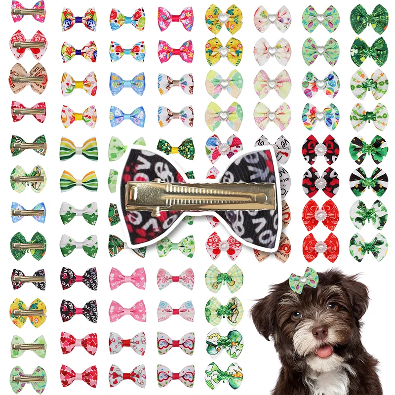 12 24 Pcs Dog Hair Clips Set, Puppy Hairpins, Pet Cat Hair Accessories, Handmade Holiday Valentine Easter