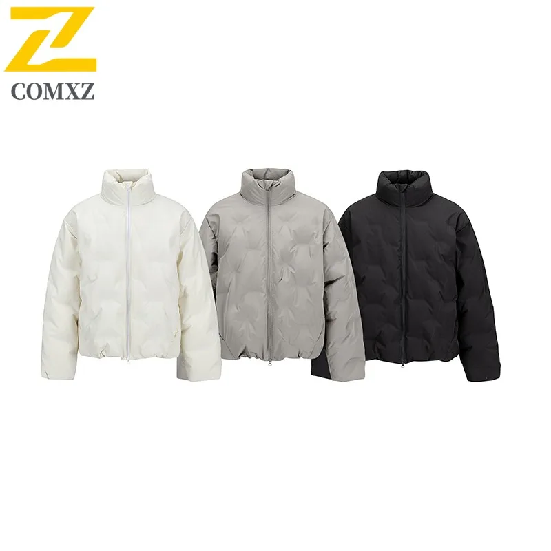 

COMXZ Men Puffer Jacket Stand Collar Ski Street Warm Loose Travel Cotton-Padded Jacket Windproof Snow Outdoor Winter Jackets