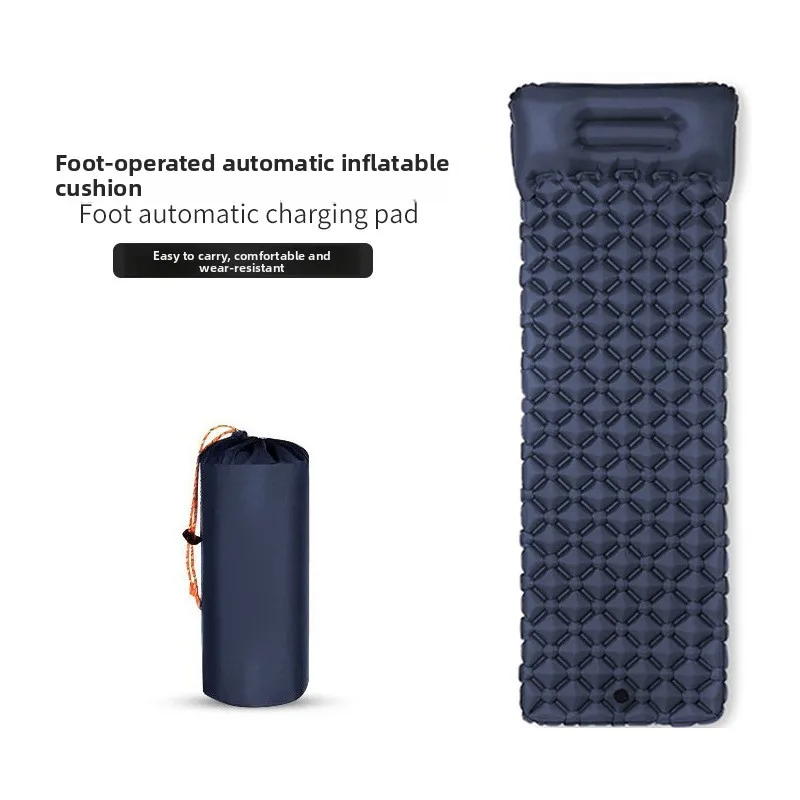 Foot Press Auto-Inflatable Camping Mat - Diamond TPU Air Mattress with Pillow for Tent
