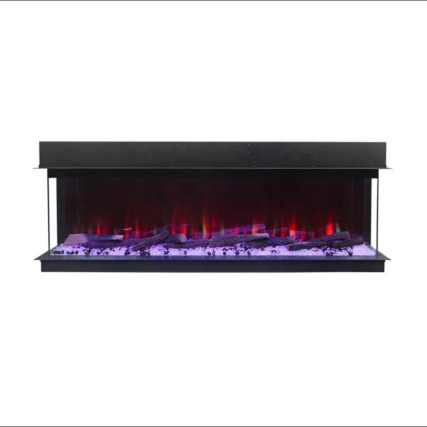 ZHX Modern 60 Inch Fire Place 3 Sided Electric Fireplace Inserts Heater Indoor Decorative 3D LED Flame Fireplace Electric