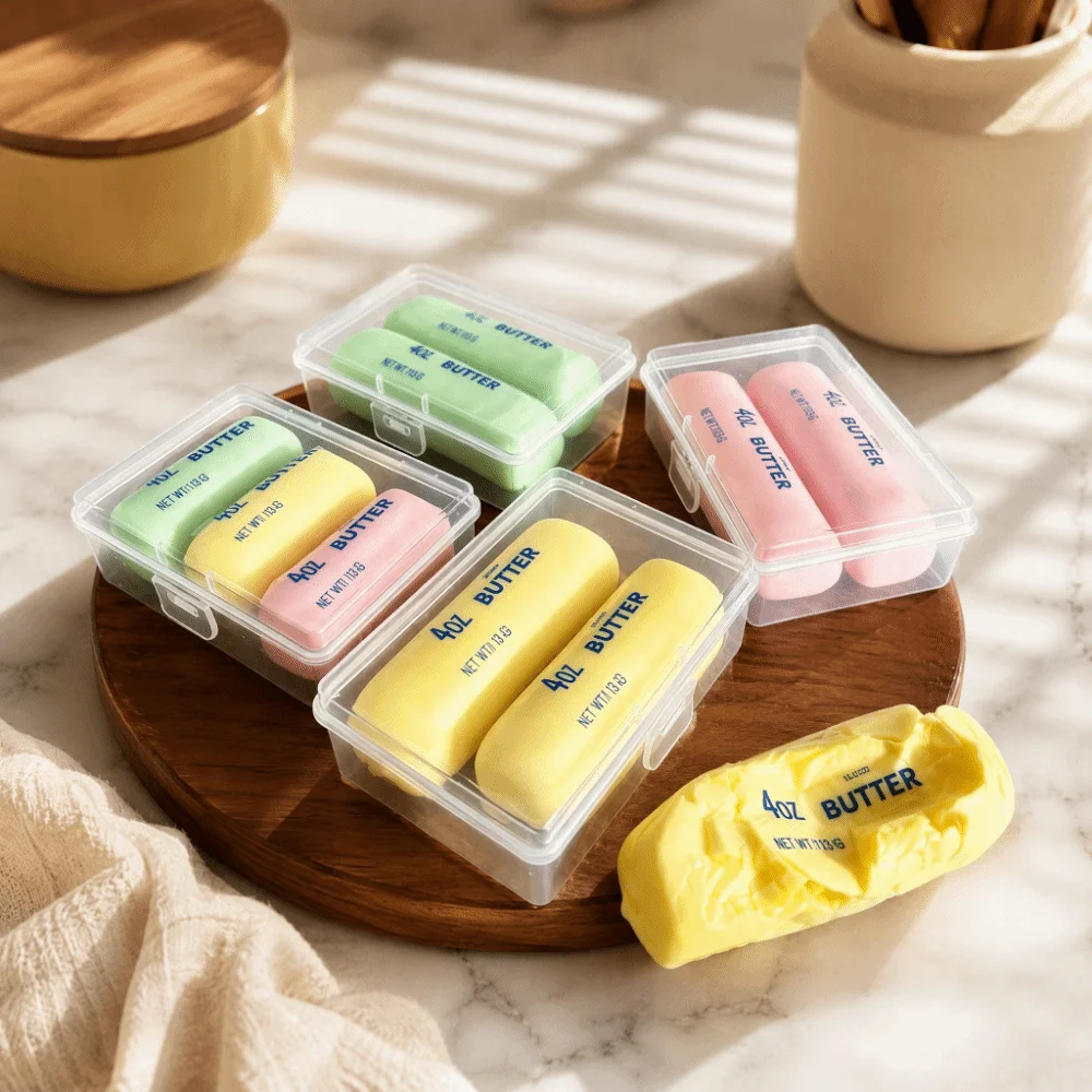 Wax Coating Butter Stick Squishy Sensory Fidget Finger Relax Crunchy Butter Stick Sound Crispy 8cm Butter Bar Toy Children Gifts