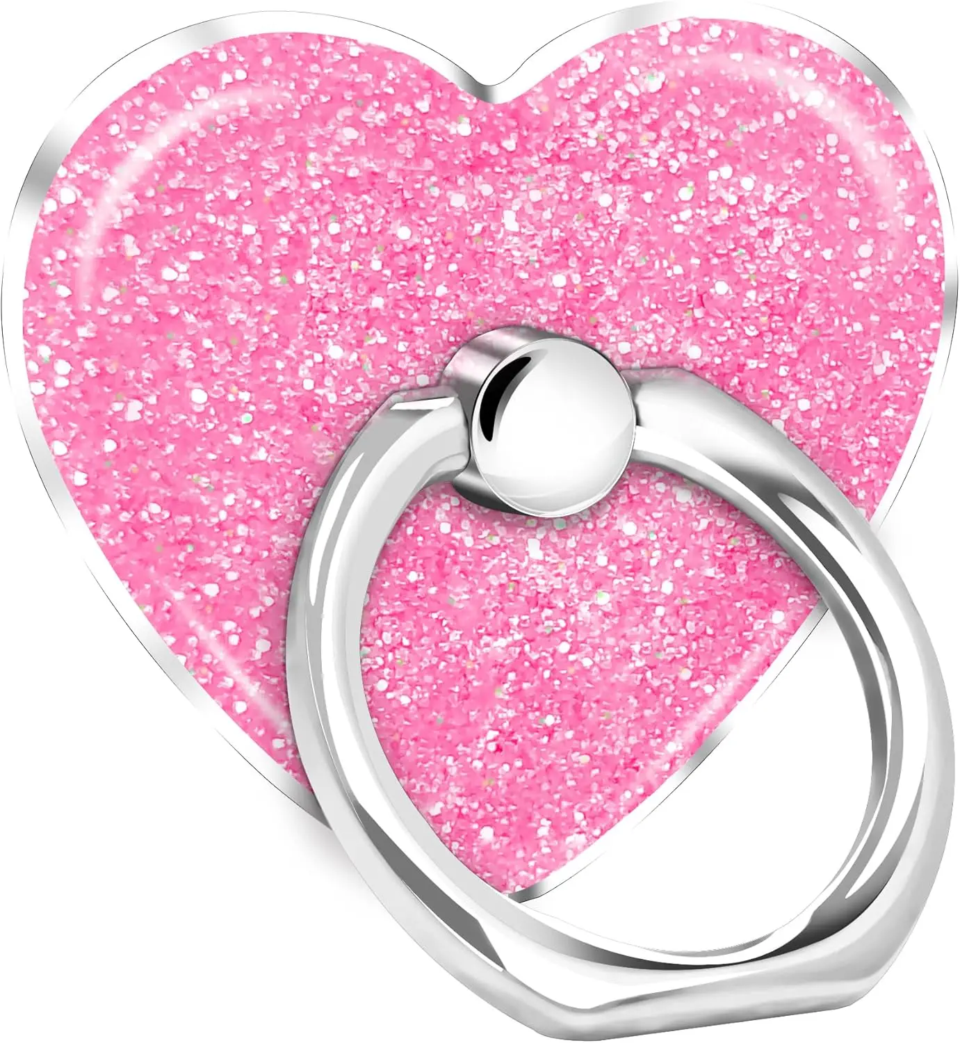 

TACOMEGE Heart Cell Phone Ring Holder For Women Grils, Glittering Phone Grips Stand For Smartphone Tablet (Pink)