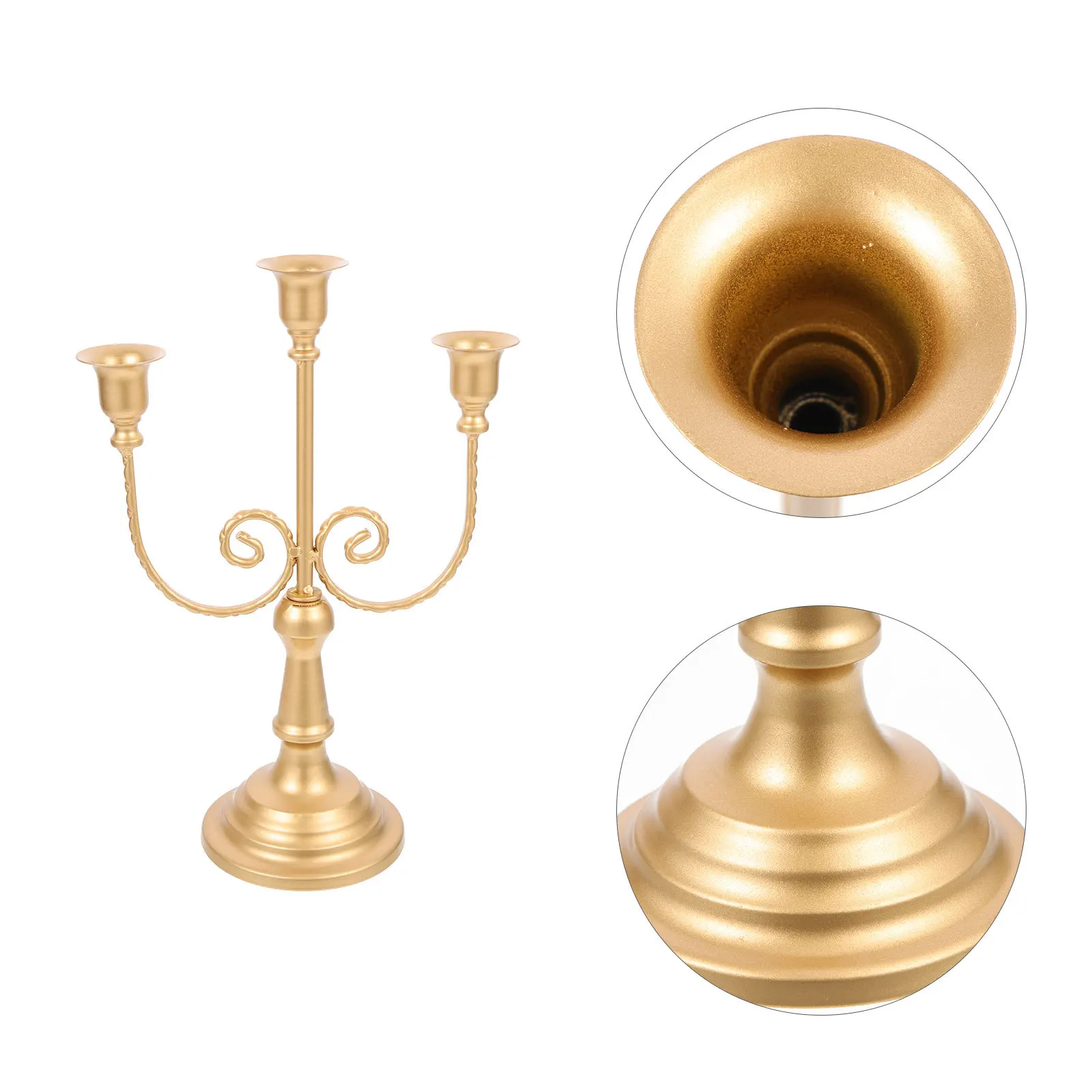 

Iron Art 3-Arms Candelabrum European Style Detachable Metal Stand Vintage Multi-Head Holder Home Office Table