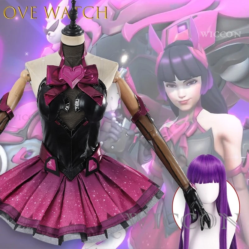 Overwatch Волшебная Девушка DVa Косплей Костюм Женский Аниме Игровой Персонаж Блестящий Наряд Идол Хэллоуин Рождество