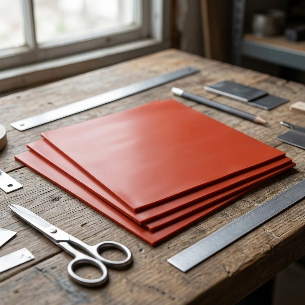 4Pc Red Heat Resistant Silicone Rubber Sheets 12x12Inch Flexible High=Temp Gasket For DIY Sealing Soundproofing Shock Absorptiin