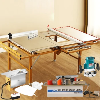 エッジバンディングマシン付き木工プッシュテーブルソー、ポータブル精密ウッドソー、多機能ツール、新しいタイプ