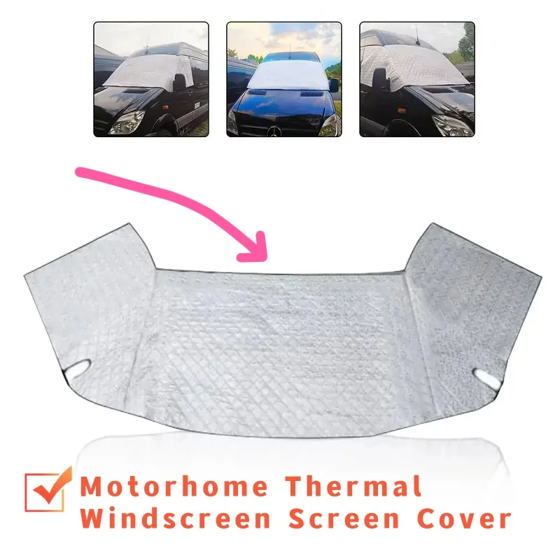 

1PC RV Windshield Cover Durable Polyester Sunshade With Ventilation Holes Vehicle Heat Shield High-Quality Car Glass Sunshade