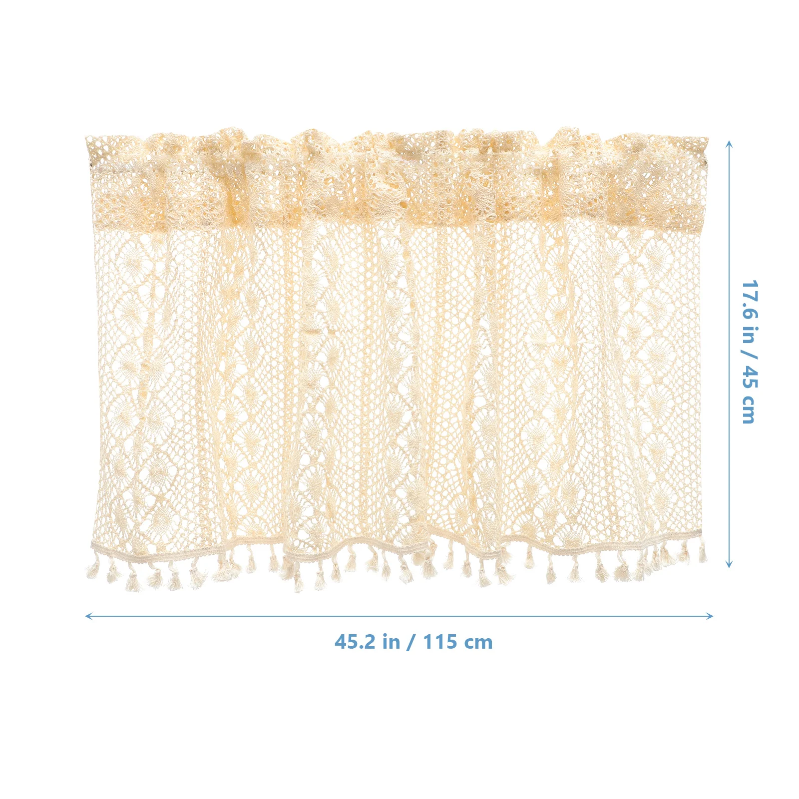 

Short Crochet Curtain Delicate Tassel Crochet Curtain No Drilling Installation for Kitchen Bathroom Cabinet