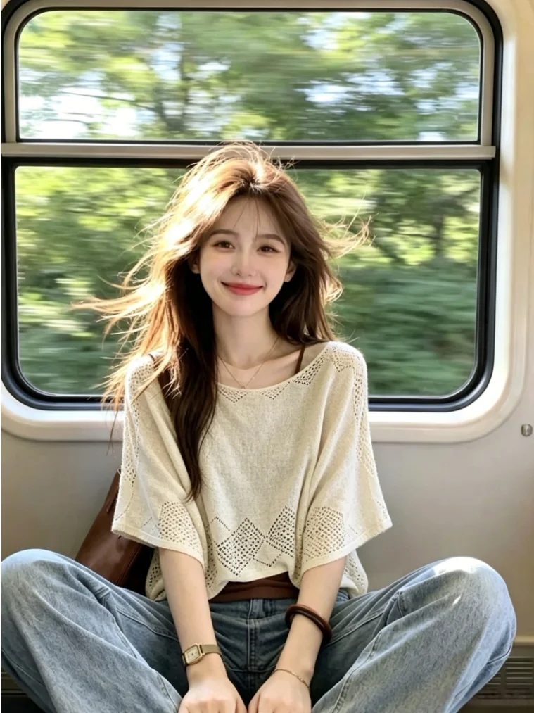 

Summer Knitted Irregular Hollow out Women's Tank Top And Cover up Two Piece Set Self Preservation Style Korean Straight Cut
