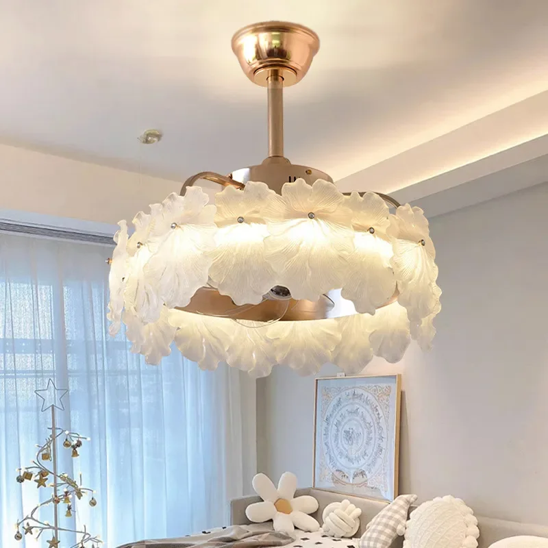French Light Luxury Invisible Ceiling Fan Light Modern High End Comfortable for Bedroom Living Room Dining Room Study