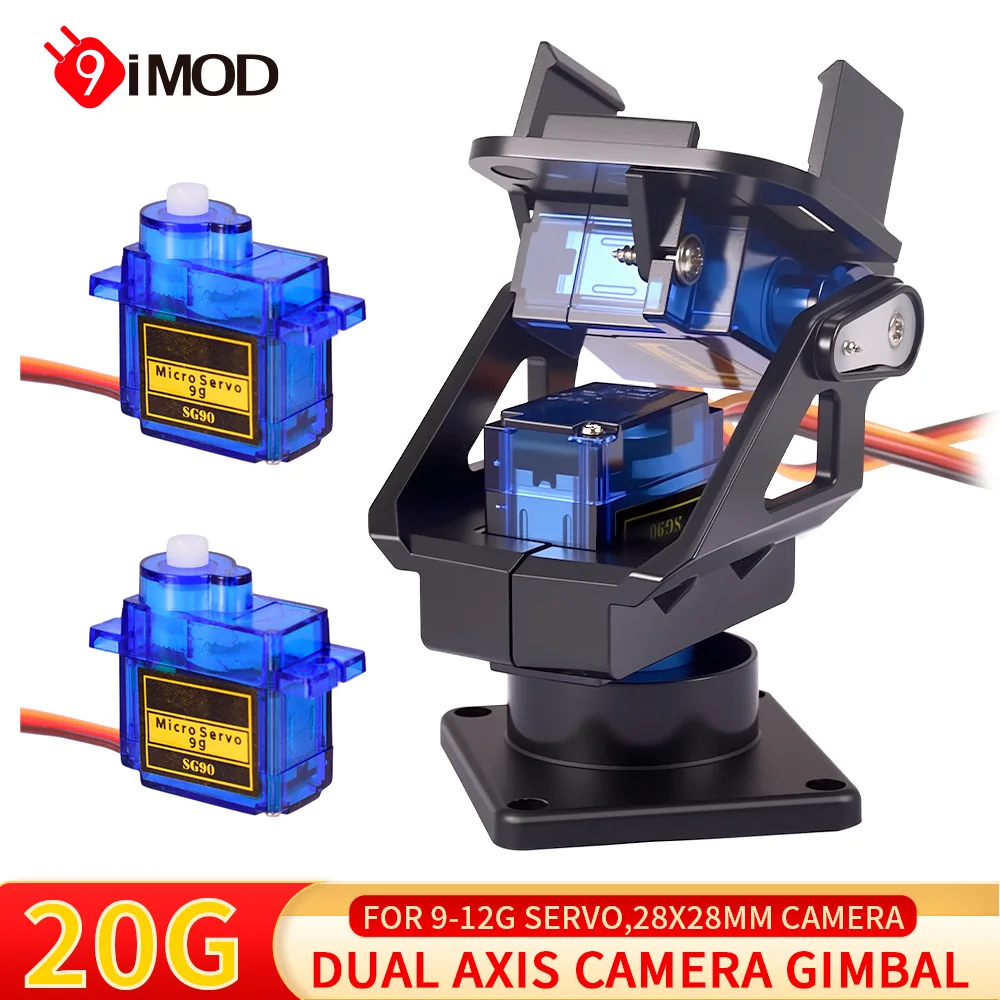 

9IMOD Mini Camera Platform 20G FPV Gimbal Anti-Vibration Camera Mount Dual Axis Servo Gimbal For 28x28mm Camera For FPV Aircraft