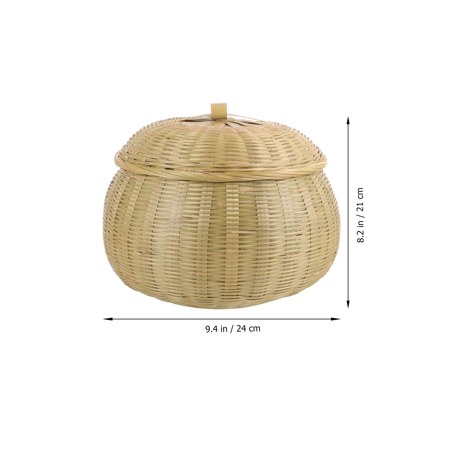 

Bamboo Woven Basket with Lid Multipurpose Storage Basket for Egg Vegetable Fruit Garlic Onion Desktop Organizer Sundries Holder