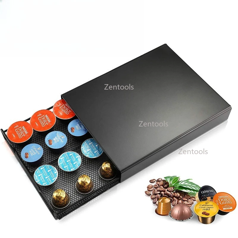 حامل كبسولات القهوة العملي لكبسولات دولتشي غوستو/نسبريسو رف تخزين ماكينة القهوة قاعدة حامل درج