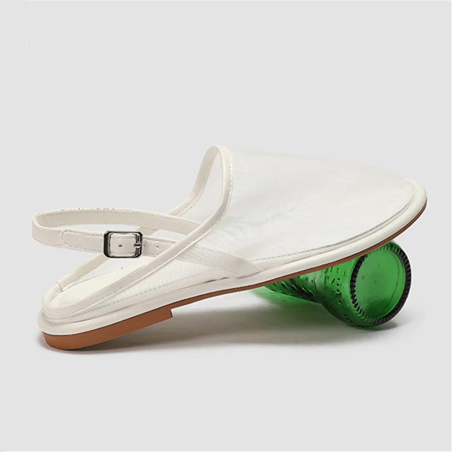 Modne białe sandały z siateczki damskie dorywczo mieszkania oddychające buty do chodzenia kobieta lato zakryte palce Slingback Beach Sandalias Mujer