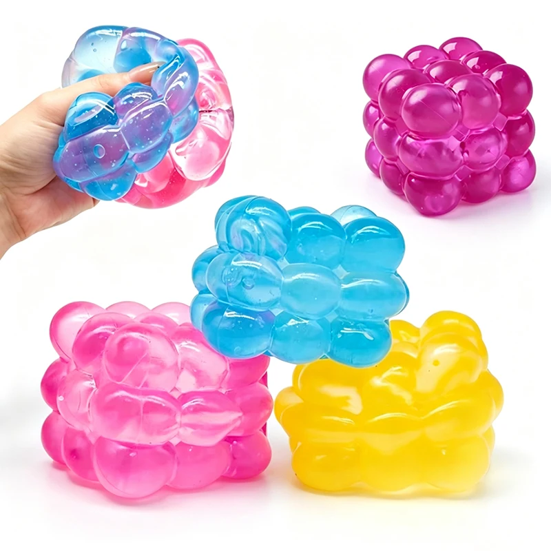 Clear Maltose Three Dimensional Bubble Cube Fidget Sensory Toy Non-toxic Slow Rebound Squeeze Decompression Toy for ADHD Autism