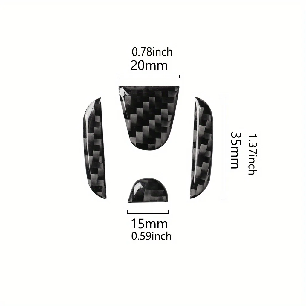 4pcs Carbon Fiber Steering Wheel Center Logo Insert Trim For Honda For Civic For CRV For Accord