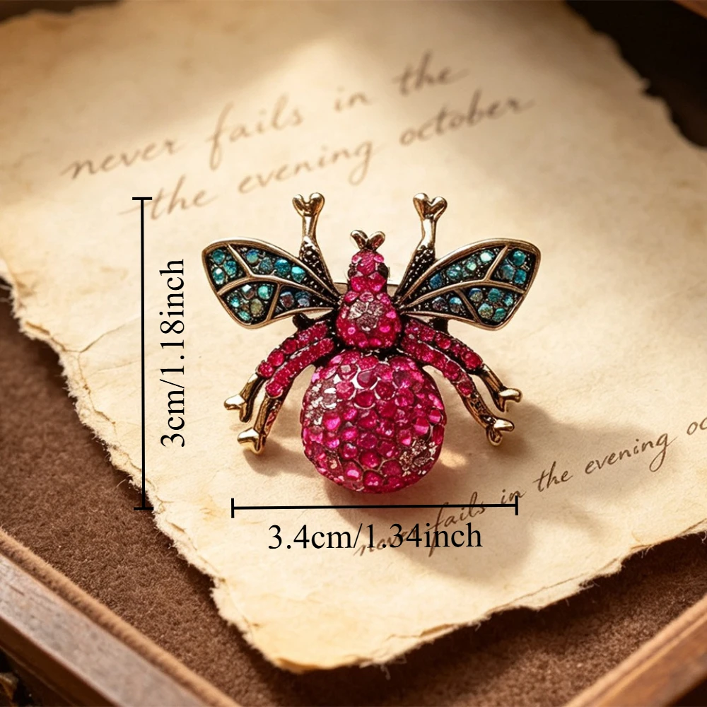 Multicolor Rhinestone Bee Brooch Vintage Enamel Insect Lapel Pin Crystal Inlaid Badge Suit Scarf Decoration Jewelry for Women