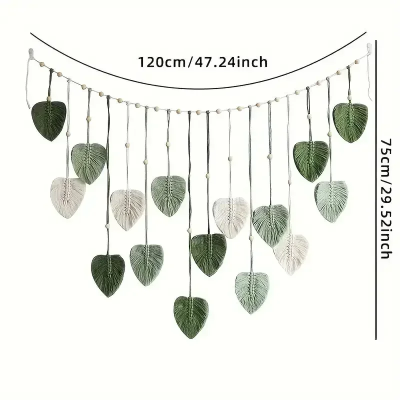 Boho Home Decoration Macrame Tapestry Macrame Leaf Feather Wall Hanging Decor for Living Room Bedroom Boho Wall Art Home Decor