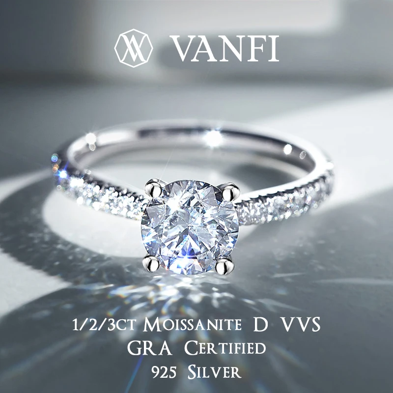 

Kfvanfi Высокое качество муассанит s925 стерлингового серебра классическое женское кольцо 18-каратное белое золото с покрытием роскошный свадебный подарок на помолвку