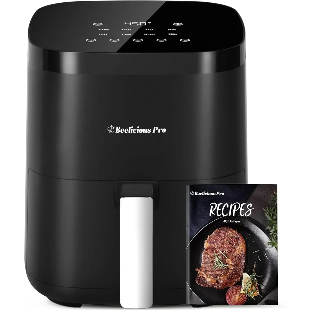 Freidora de aire, Smart Compact 4QT 8 en 1, recordatorio de vibración, 450 ° Airfryer digital F con tecnología Flavor-Lock, apto para 1-3 personas, negro, horno