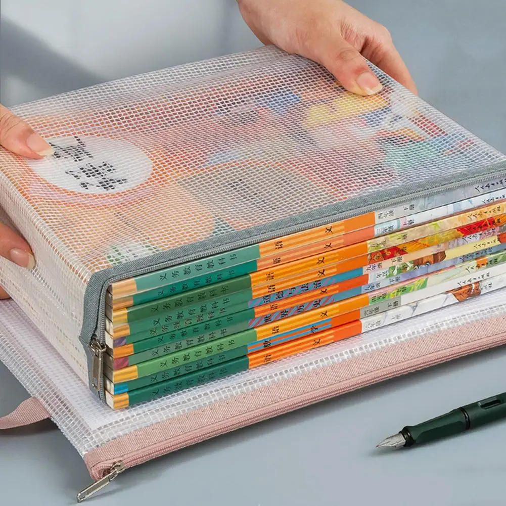 Organizador de archivos portátil de mano, soporte para documentos, bolsa de almacenamiento de documentos de Pvc impermeable con asa de cremallera para suministros de oficina