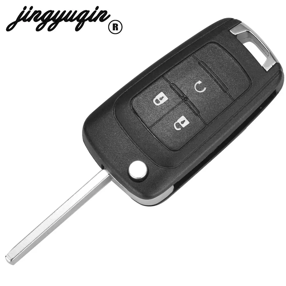 Jingyuqin 플립 접이식 원격 자동차 키 케이스 쉘, 쉐보레 크루즈 에피카 말리부 핏 오펠 뷰익 언컷 HU100 블레이드 2, 3, 4, 5 단추