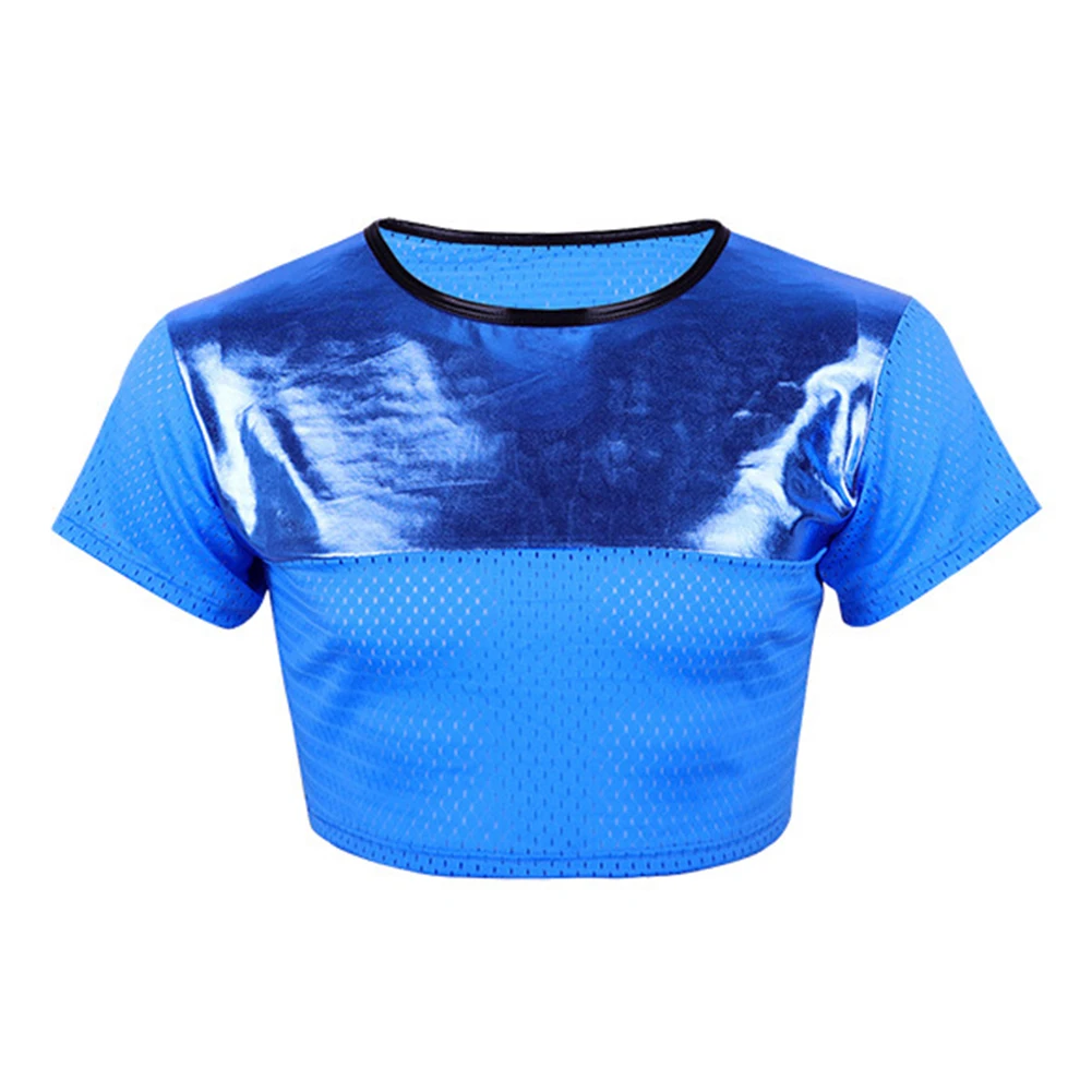 

Casual Short Sleeve Mens Mesh Tank Tops Nightclub Outfits Summer Parties Shiny Fabric Black Color Gold Color Pink Color