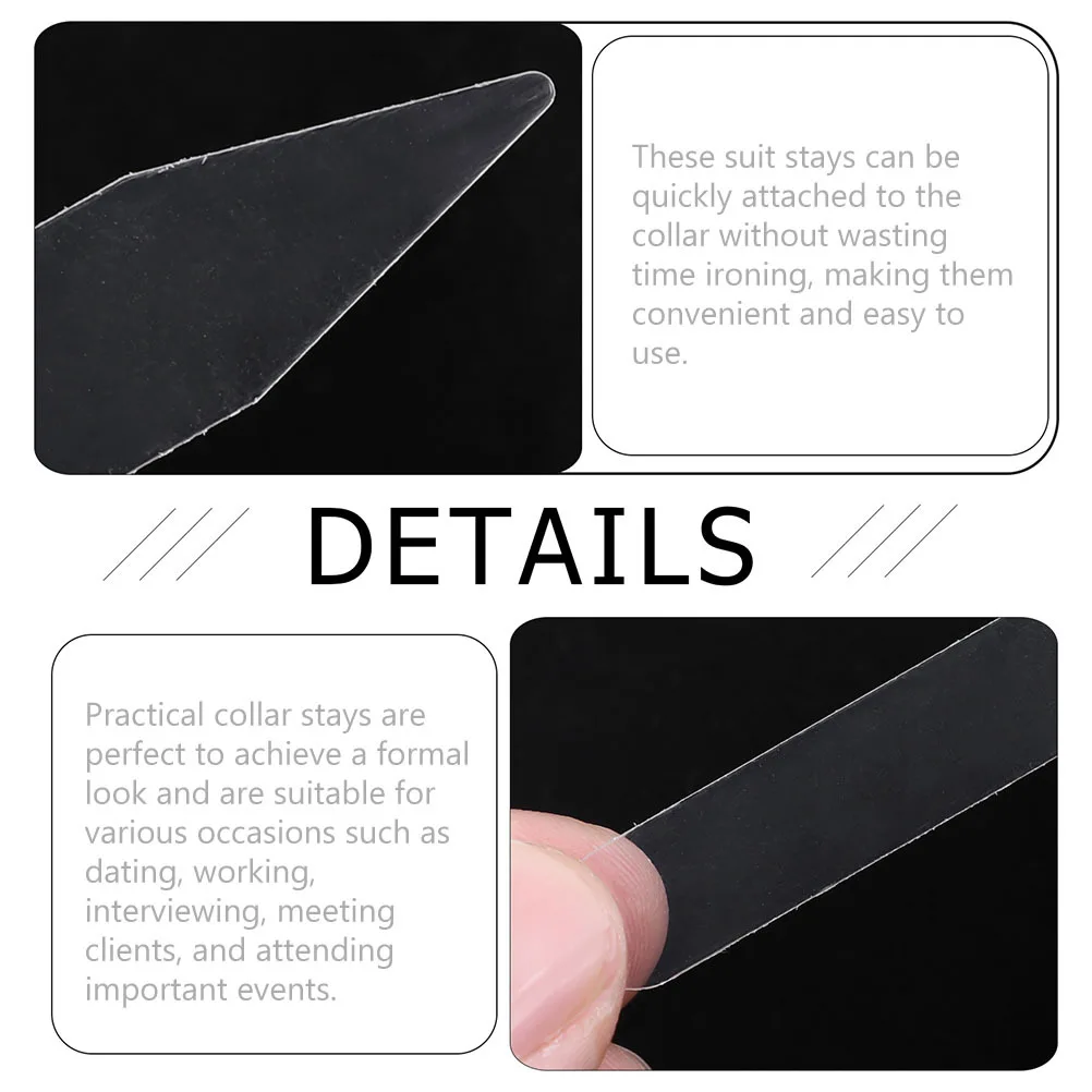 200Pcs Collar Stays for Men's Shirts Long-Lasting Formal Wear Stays Quick-Fit Design Suitable for Spread Point Button-Down