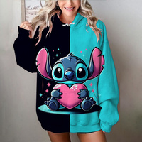 MINISO Women Disney Sweater Stitch Printed Sweatshirts Cute Cartoon Jacket Clothes Hoodie Woman Autumn/Winter Oversize Clothing