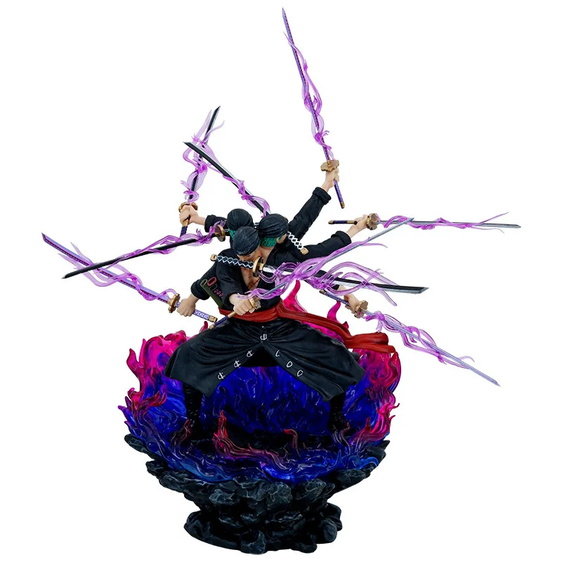 25cm One Piece Anime Figure Gk Three Heads, Six Arms And Nine Swords Asura Zoro Battle Form Detachable Model Ornament Gift