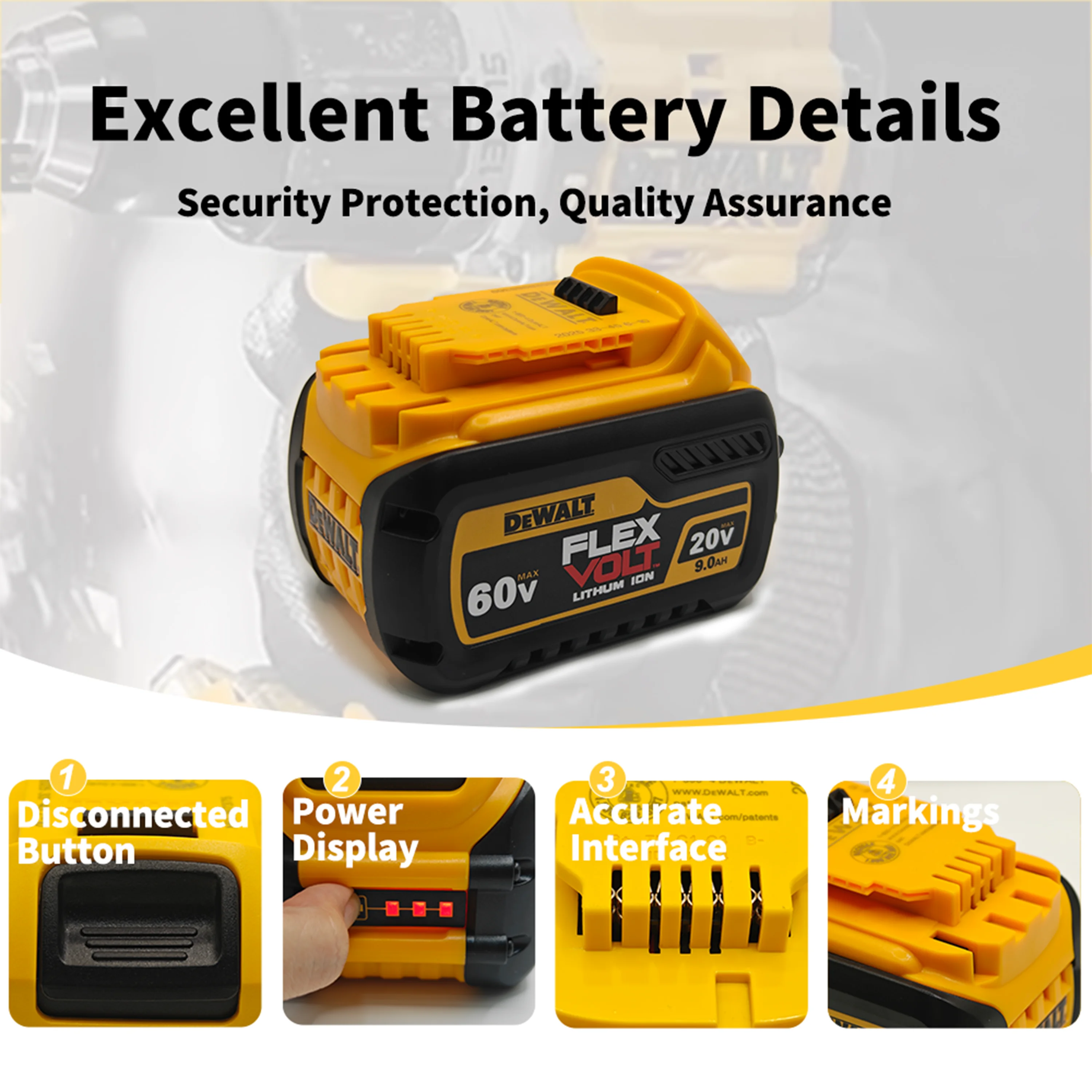 Baterai Dewalt FLEXVOLT Asli DCB609 20V/60V Max 9Ah Lithium Ion Isi Ulang Pengganti untuk Set Peralatan Listrik Tanpa Kabel