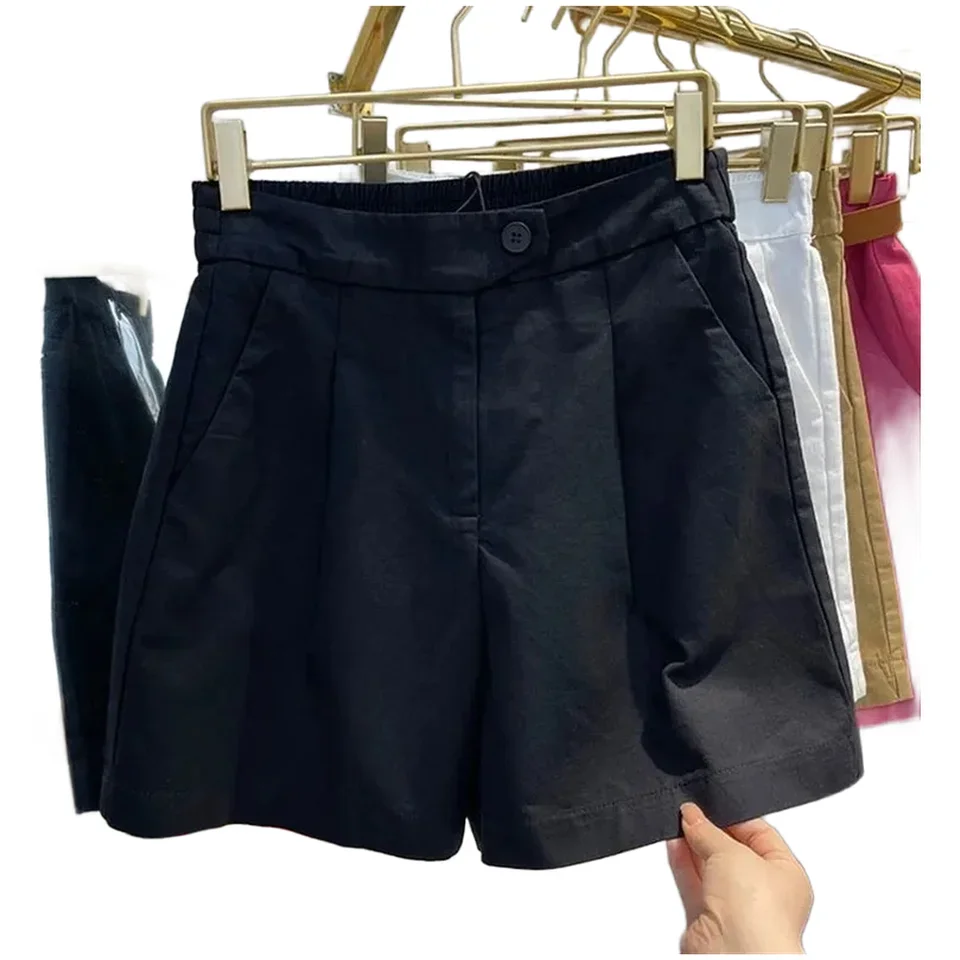 Womens High Waist Cotton Loose Shorts Summer Thin Wide Leg Five Point Pants for Commuting and Everyday Errands