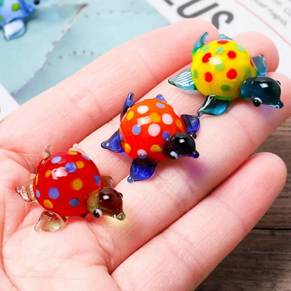 Portable Handicraft Turtle Figurines Lightweight Vivid Desktop Ornaments Glass Turtle Miniatures Figurines Crafts Collection