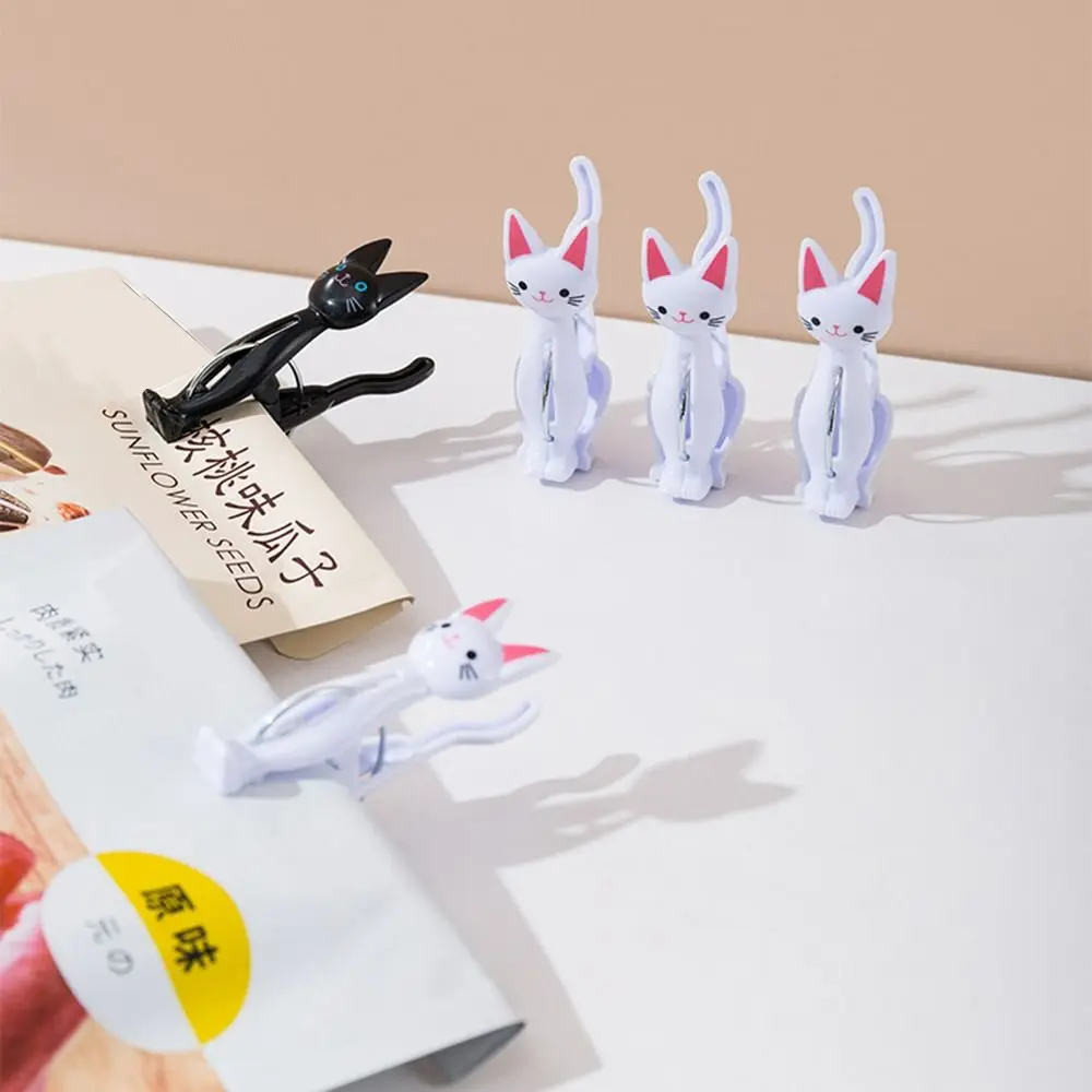 4Pcs High-quality Plastic Towel Clip Windproof Clip Cute Cat Sealing Clips Stationery Multi-function Note Clip