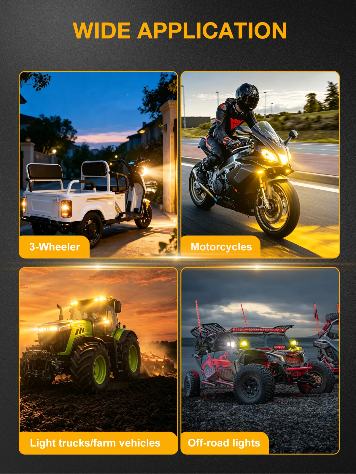 H4 9003 HB2 40W 6V Halogen Headlight Bulb High Low Beam Amber Yellow Motorcycle Lamp Fog Light for Scooter Moped ATV Universal