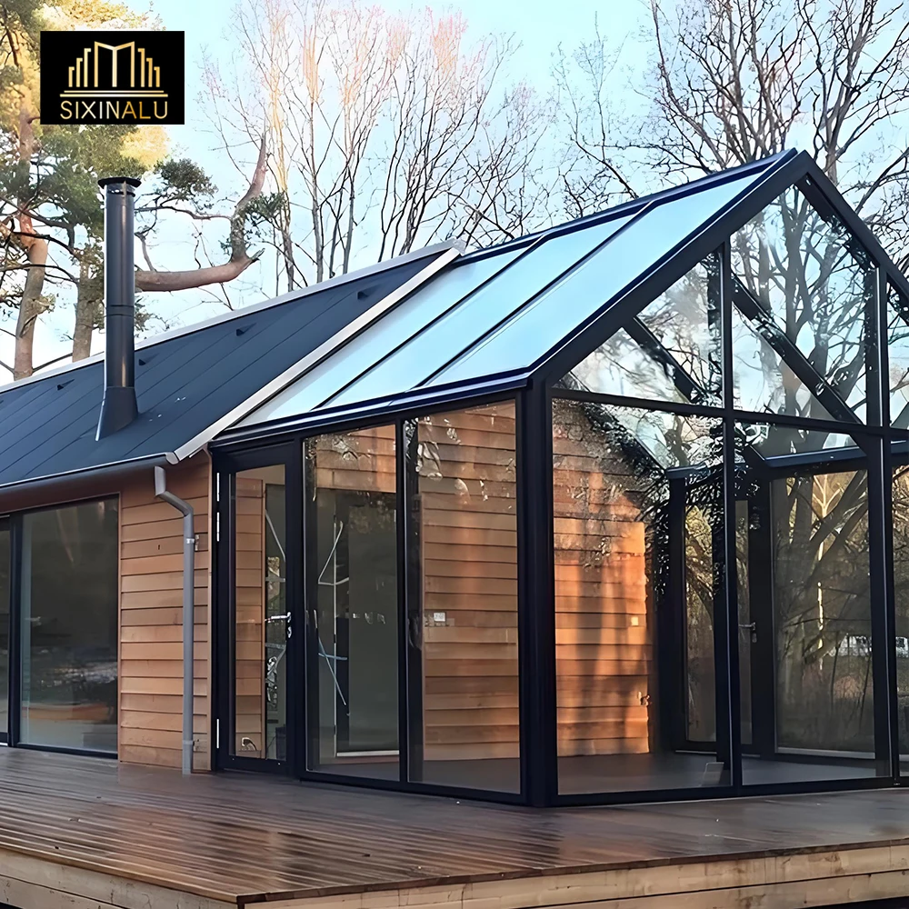 

Sixinalu Sunrooms Sliding Door Double Glazed Custom Aluminum Alloy Front Entry Doors Greenhouse For Garden Room Home Decor
