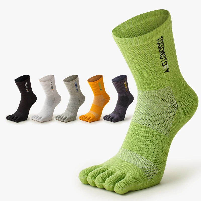 

1 пара мужских спортивных носков, быстросохнущая ткань, впитывающая пот, запах, уличные носки с пятью пальцами, носки со средней трубкой и раздельным носком