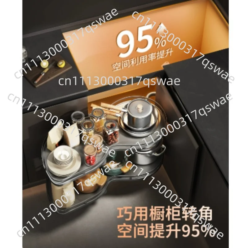 Cabinet Corner Basket Drawer Stainless Steel Double-Layer Whirl Pull-out Storage Organizer Kitchen Rack Removable Adjustable