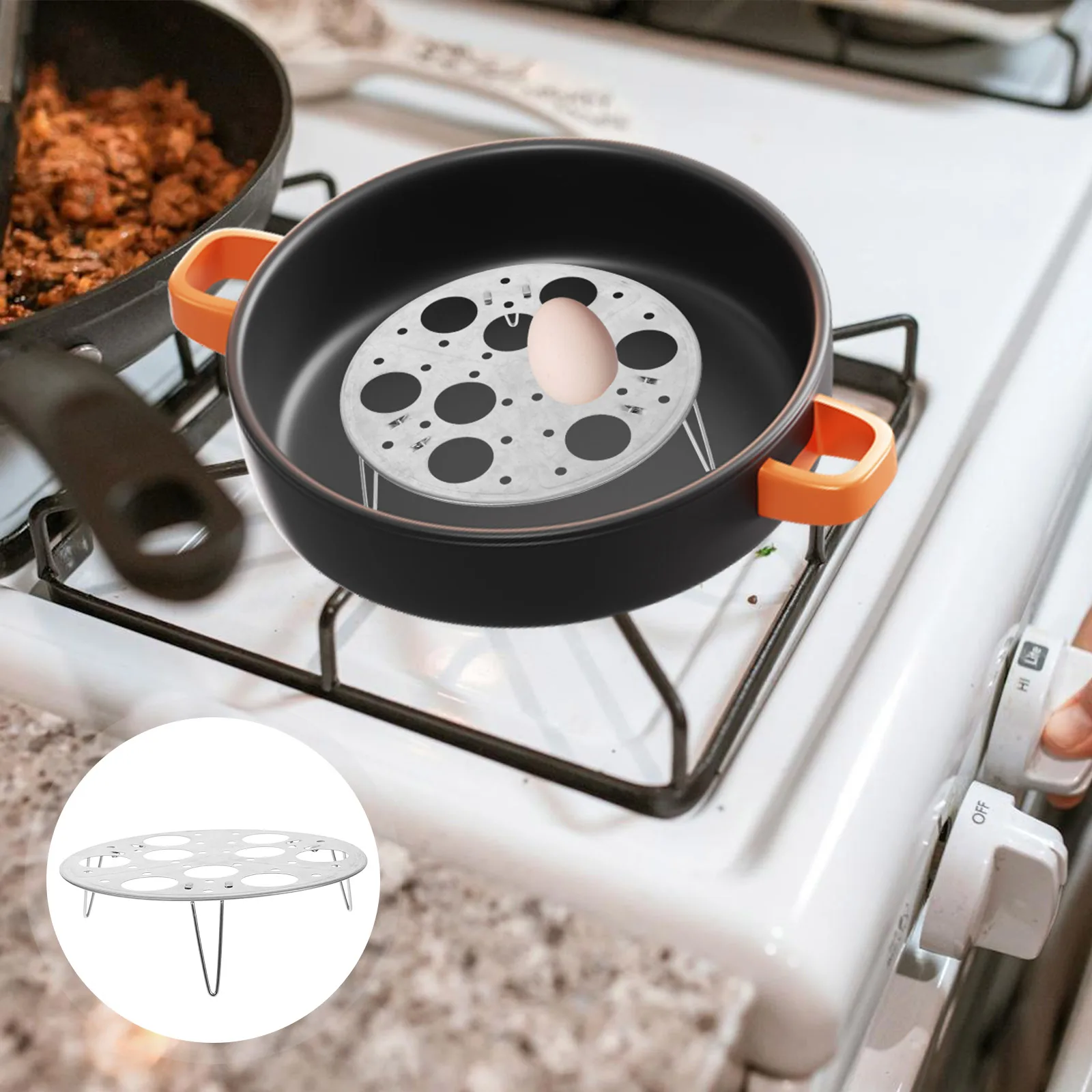 

Steamed Egg Stainless Steel Steamer Rack Boiling Steaming Eggs Reusable Egg Tray Cooking Efficient Easy Clean Kitchen Steam