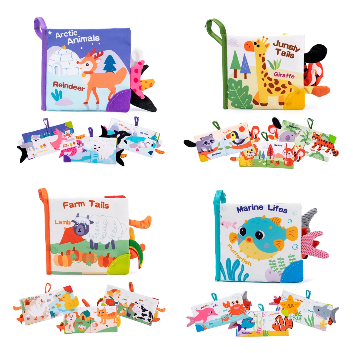 Simpatici giocattoli per libri per bambini, libro in stoffa increspata al tocco e al tatto per neonati, giocattoli morbidi per passeggino interattivi per lo sviluppo precoce