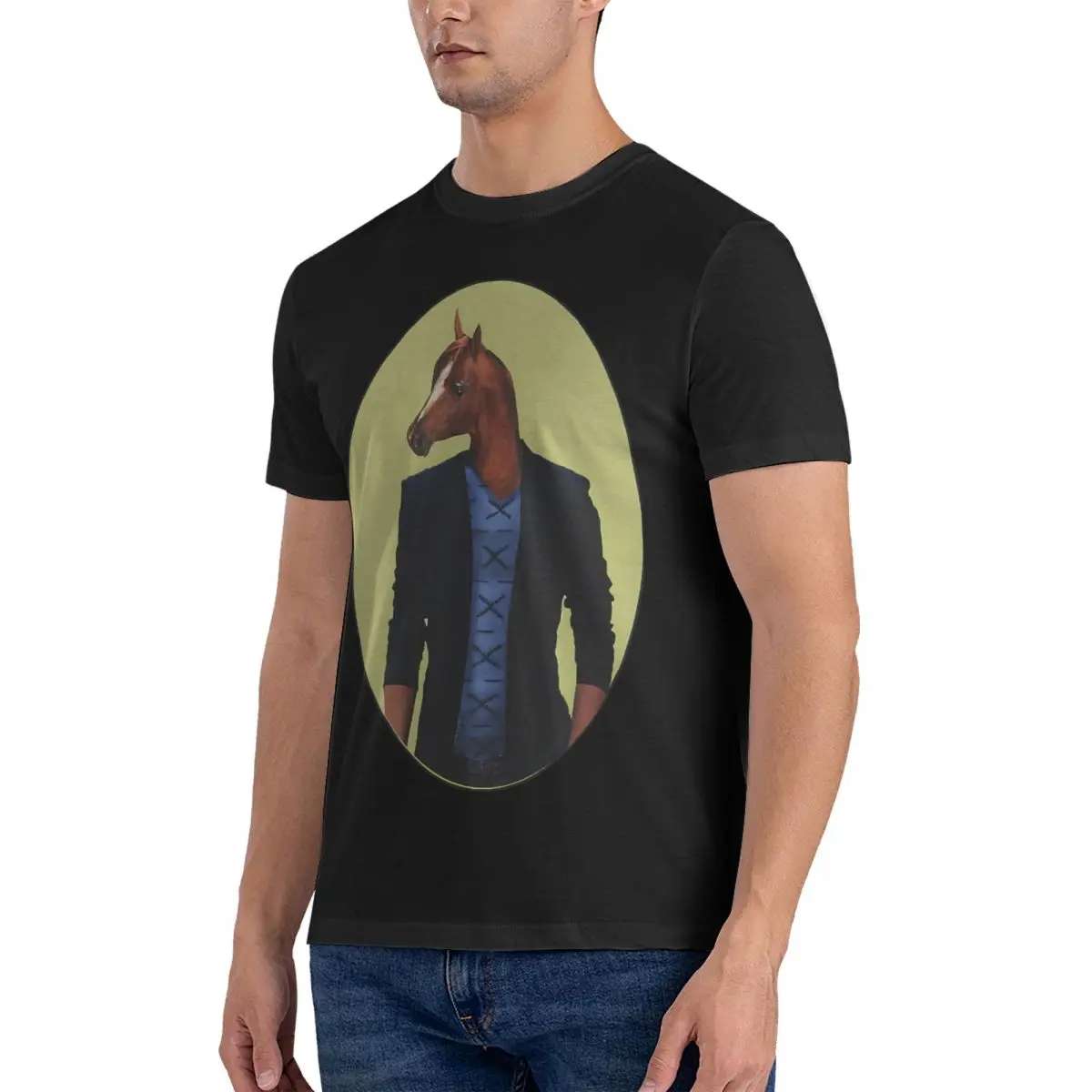 Handsome T Shirts Men Cotton Funny T-Shirts Round Neck B-BoJack Horseman Tee Shirt Short Sleeve Tops Summer