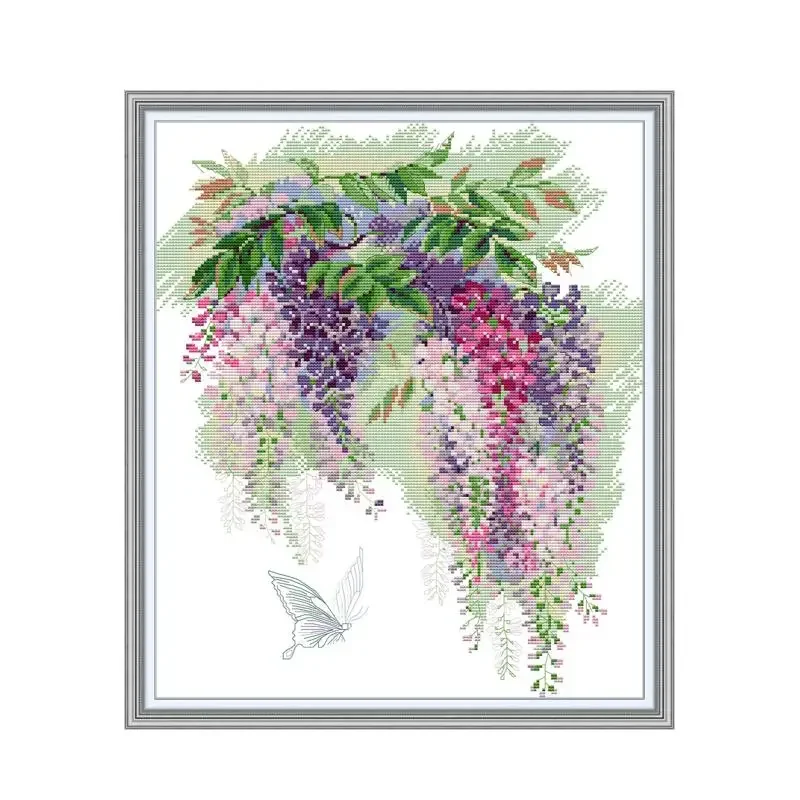 H868 Wisteria flowers cross stitch kit aida 14ct 11ct count printed canvas stitches embroidery DIY handmade needlework