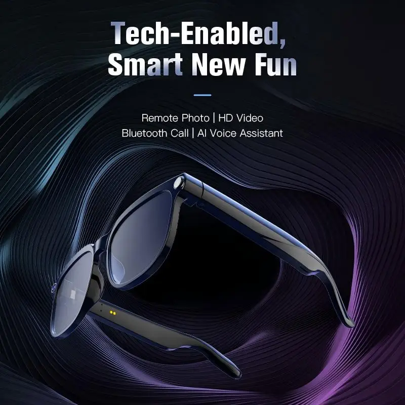 AI Smart Bluetooth Glasses with 800W HD Camera Dual Speaker for Pure Voice Quality AI Translation Image Recognition APP Control