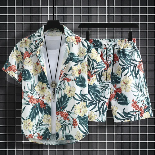 Men Shirt Sets 3d Print Vintage Floral Short Sleeve Casual Shirt oversized Beach Shorts Summer Streetwear Hawaiian Suits Clothes